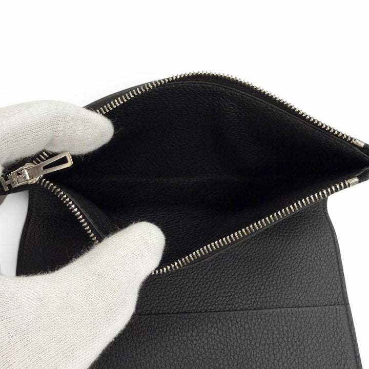 Great HERMES Notebook cover EA Zip PM accessory case black Togo Leather mens
