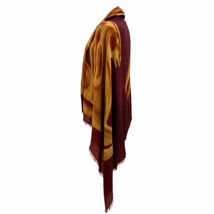 Excellent CHANEL scarf 136 x 72.4"" Logo Horse Pattern Large Bordeaux cashmere