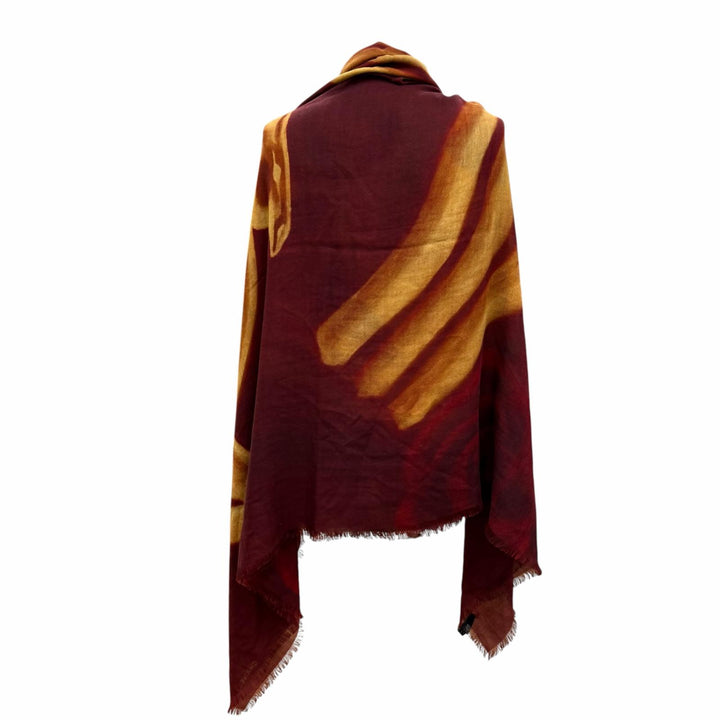 Excellent CHANEL scarf 136 x 72.4"" Logo Horse Pattern Large Bordeaux cashmere
