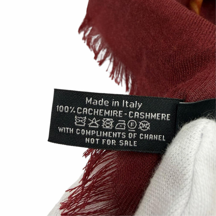 Excellent CHANEL scarf 136 x 72.4"" Logo Horse Pattern Large Bordeaux cashmere