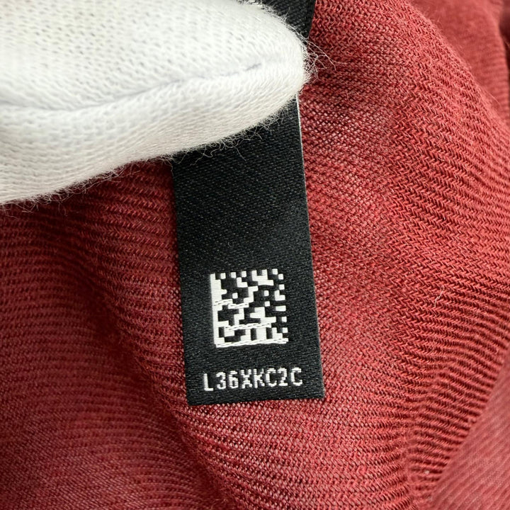 Excellent CHANEL scarf 136 x 72.4"" Logo Horse Pattern Large Bordeaux cashmere