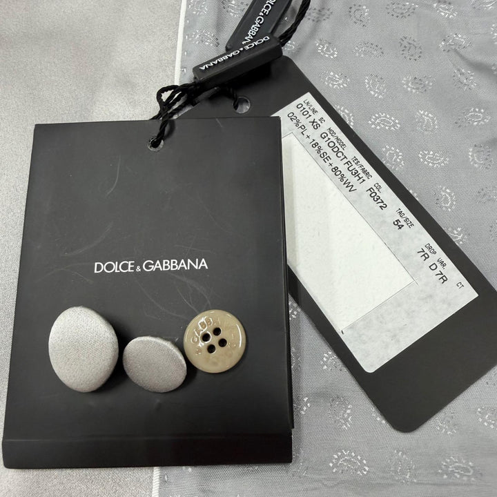 Pristine DOLCE&GABBANA two-piece set Black Tag Single Suit Light gray wool 54