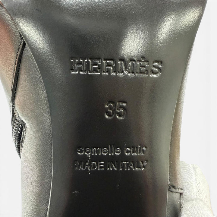 Pristine HERMES short boots Saint Germain Kelly Buckle Leather black 35