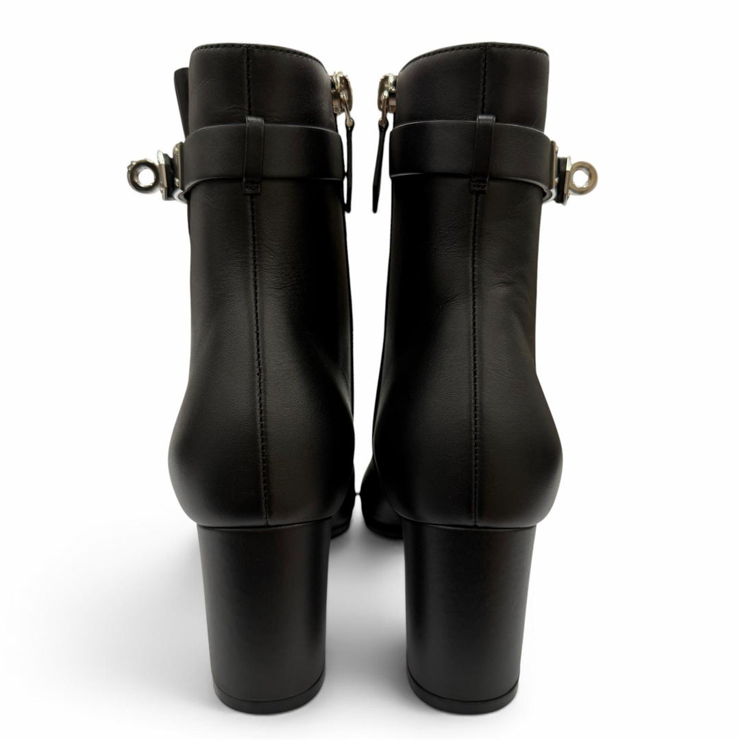 Pristine HERMES short boots Saint Germain Kelly Buckle Leather black 35