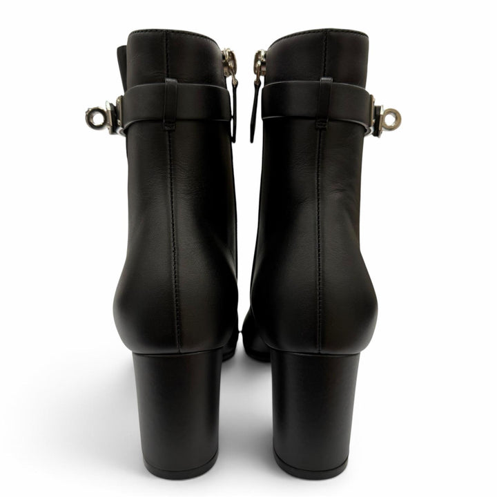 Pristine HERMES short boots Saint Germain Kelly Buckle Leather black 35