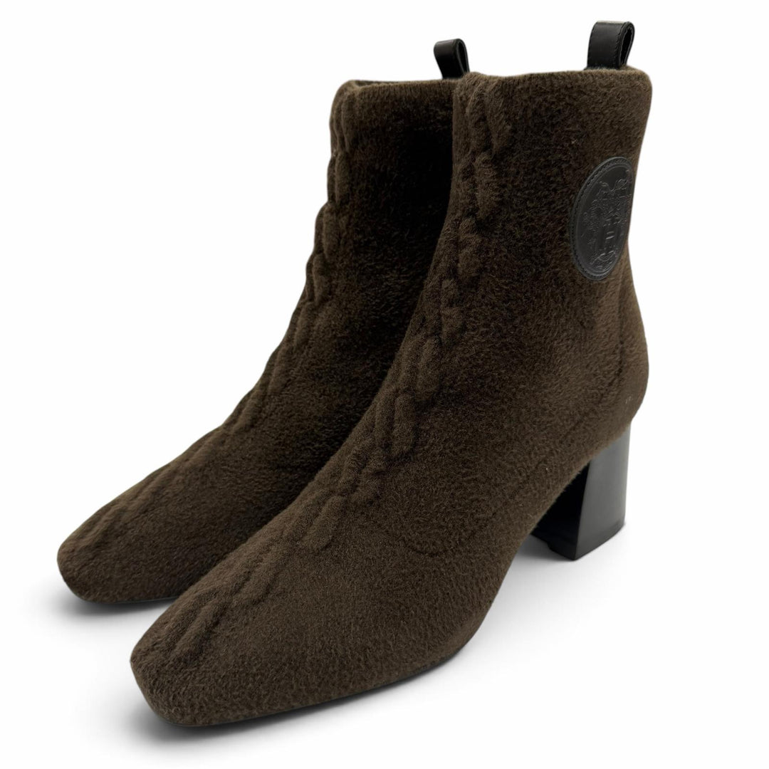 Pristine HERMES short boots Volver Bookplate Dark brown leather Women 35