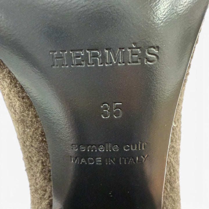 Pristine HERMES short boots Volver Bookplate Dark brown leather Women 35