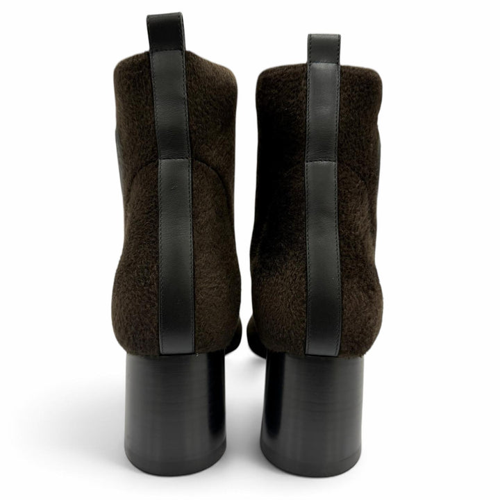 Pristine HERMES short boots Volver Bookplate Dark brown leather Women 35