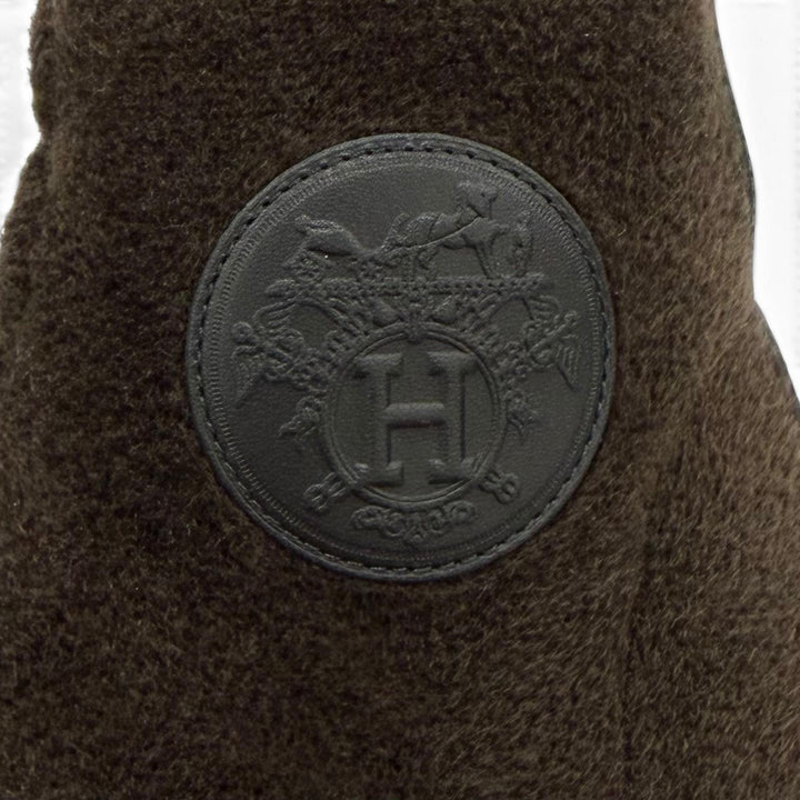 Pristine HERMES short boots Volver Bookplate Dark brown leather Women 35