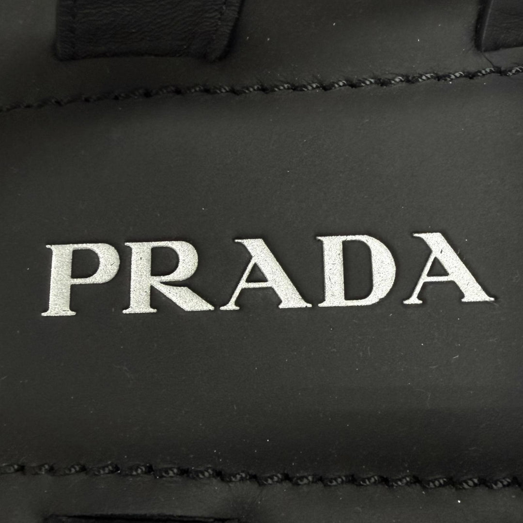 Pristine PRADA Sandals Backstrap Gurkha black Brushed leather mens 8 2X3093