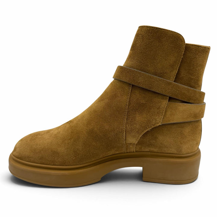 Excellent HERMES short boots veo Kelly buckle sheepskin Brown Mouton Women 36