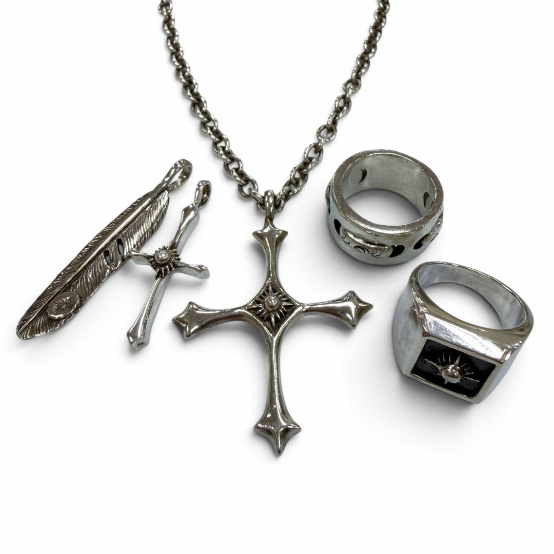 Great ARIZONA FREEDOM Necklace Sun God Feather Pendant Top and Ring 5-piece set