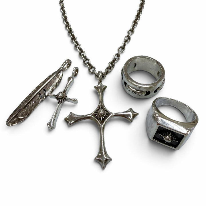 Great ARIZONA FREEDOM Necklace Sun God Feather Pendant Top and Ring 5-piece set