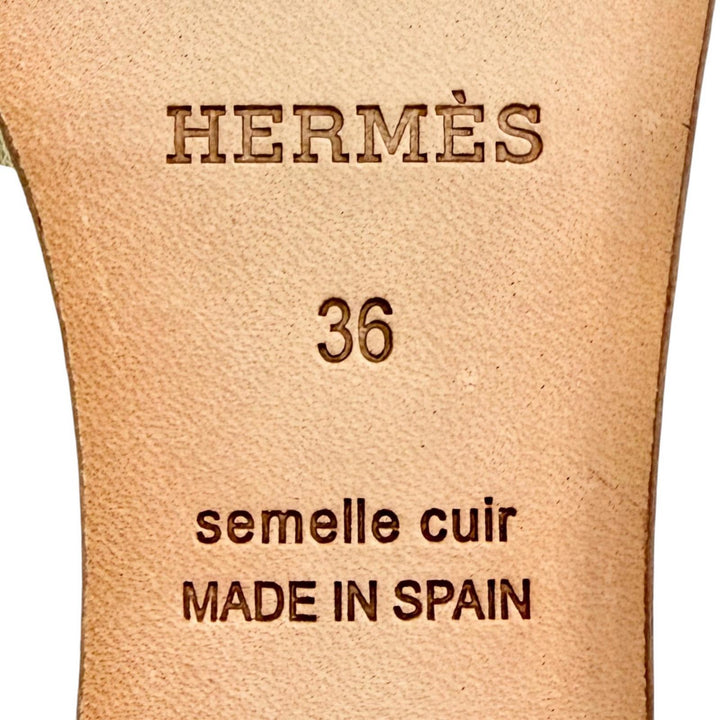Pristine HERMES Sandals Tivoli Kelly buckle ankle strap espadrille 36 191098Z