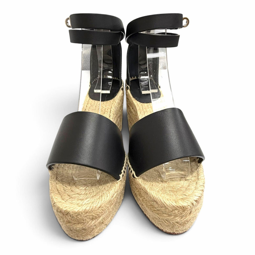 Pristine HERMES Sandals Tivoli Kelly buckle ankle strap espadrille 36 191098Z