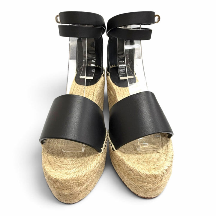 Pristine HERMES Sandals Tivoli Kelly buckle ankle strap espadrille 36 191098Z