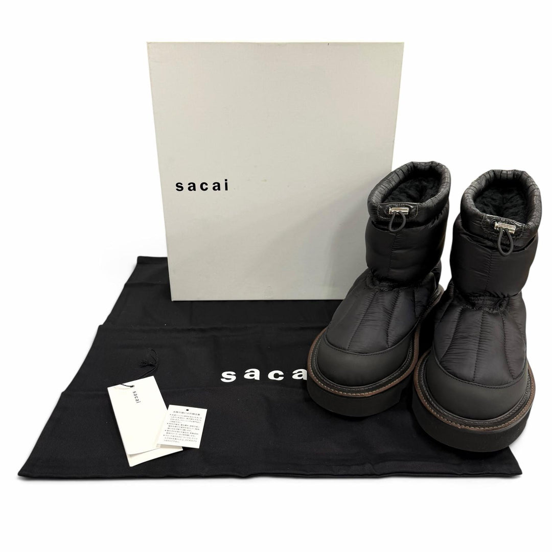 Pristine Sacai boots PADDED BOOTS Fleece with drawstring black 40 23-03230M