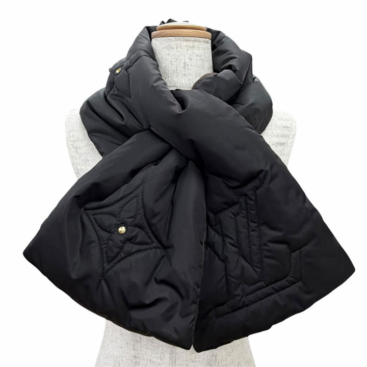 Great LOUIS VUITTON Scarf Echarpe Pillow Monogram LV stitching black M77049