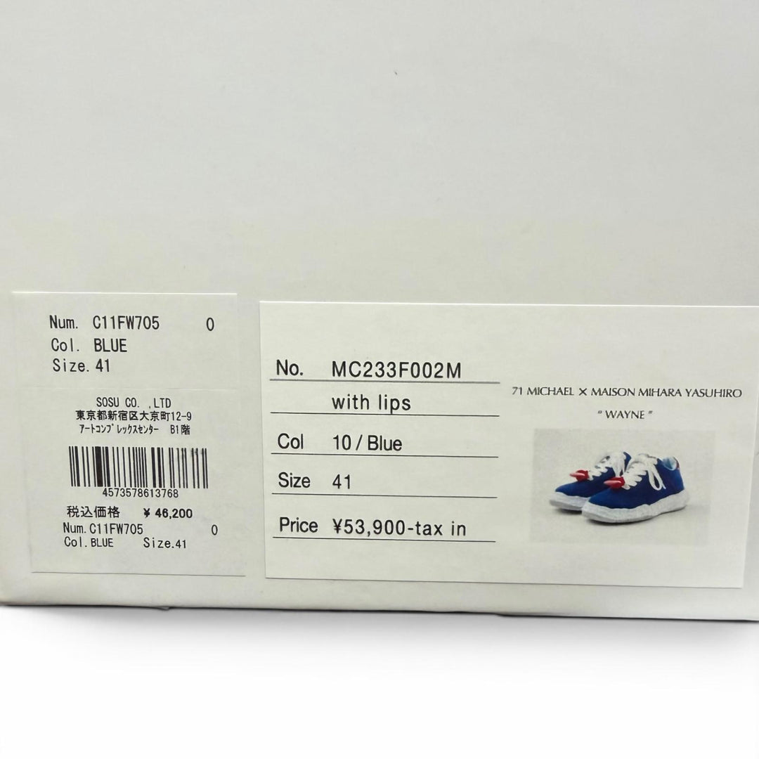Pristine Maison MIHARA YASUHIRO 71 MICHAEL Low cut sneakers WAYNE with lips blue