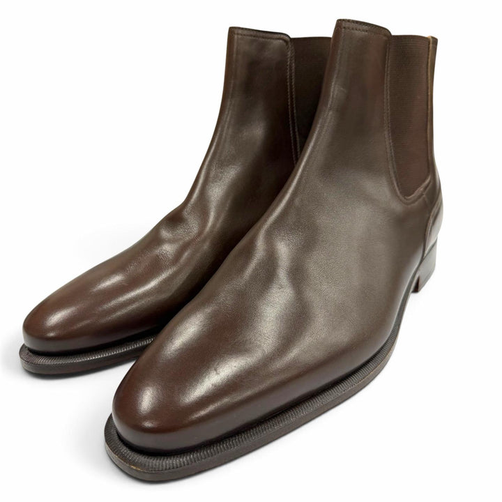 Excellent HERMES short boots Side Gore Chelsea Boots Dark brown leather 41.5