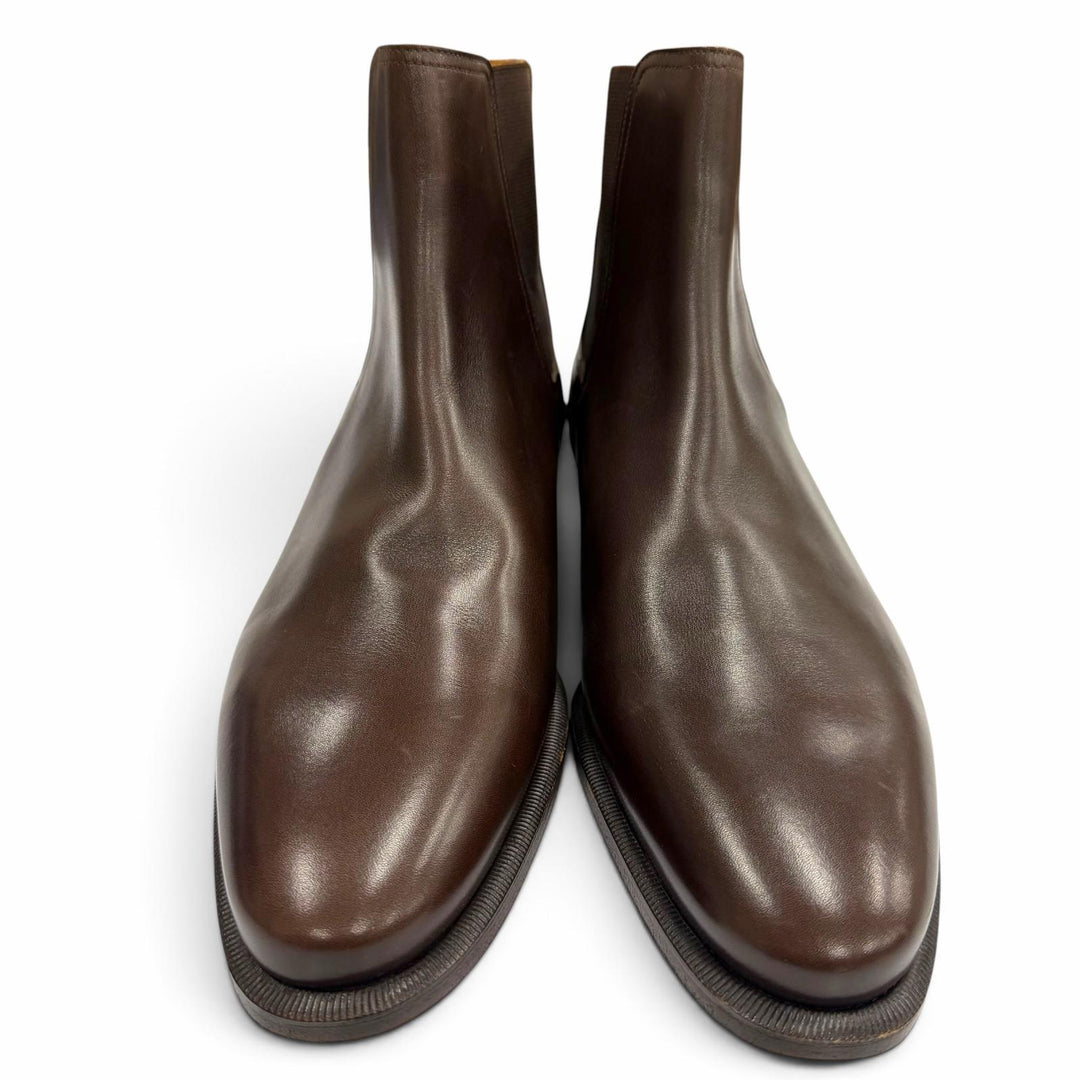 Excellent HERMES short boots Side Gore Chelsea Boots Dark brown leather 41.5