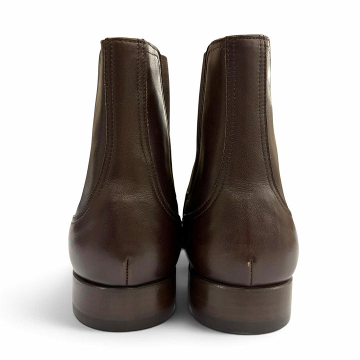 Excellent HERMES short boots Side Gore Chelsea Boots Dark brown leather 41.5