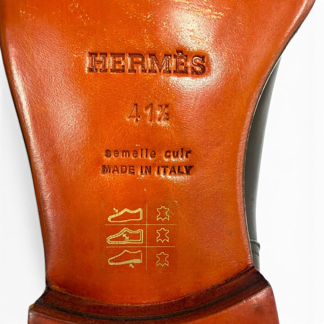 Excellent HERMES short boots Side Gore Chelsea Boots Dark brown leather 41.5