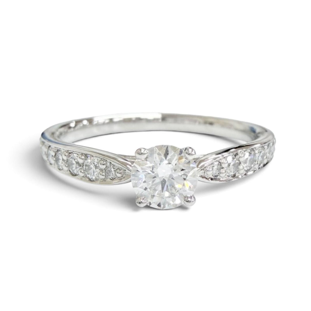 Excellent TIFFANY&Co. Solitaire Channel setting ring, diamond, PT950, D0.28tc/E