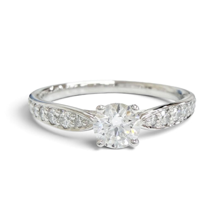 Excellent TIFFANY&Co. Solitaire Channel setting ring, diamond, PT950, D0.28tc/E