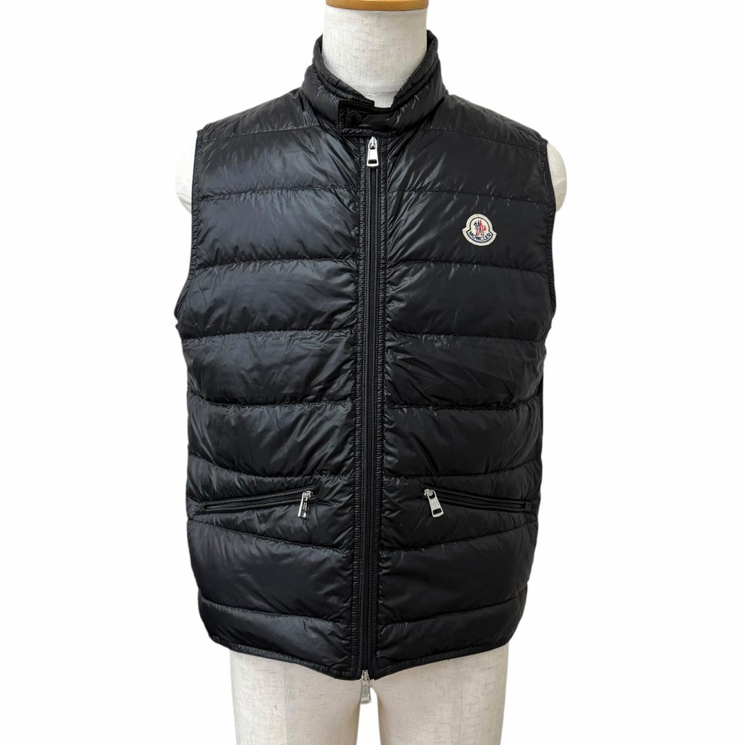 Great MONCLER Down vest GUI GILET Logo patch, packable, lightweight black Nylon