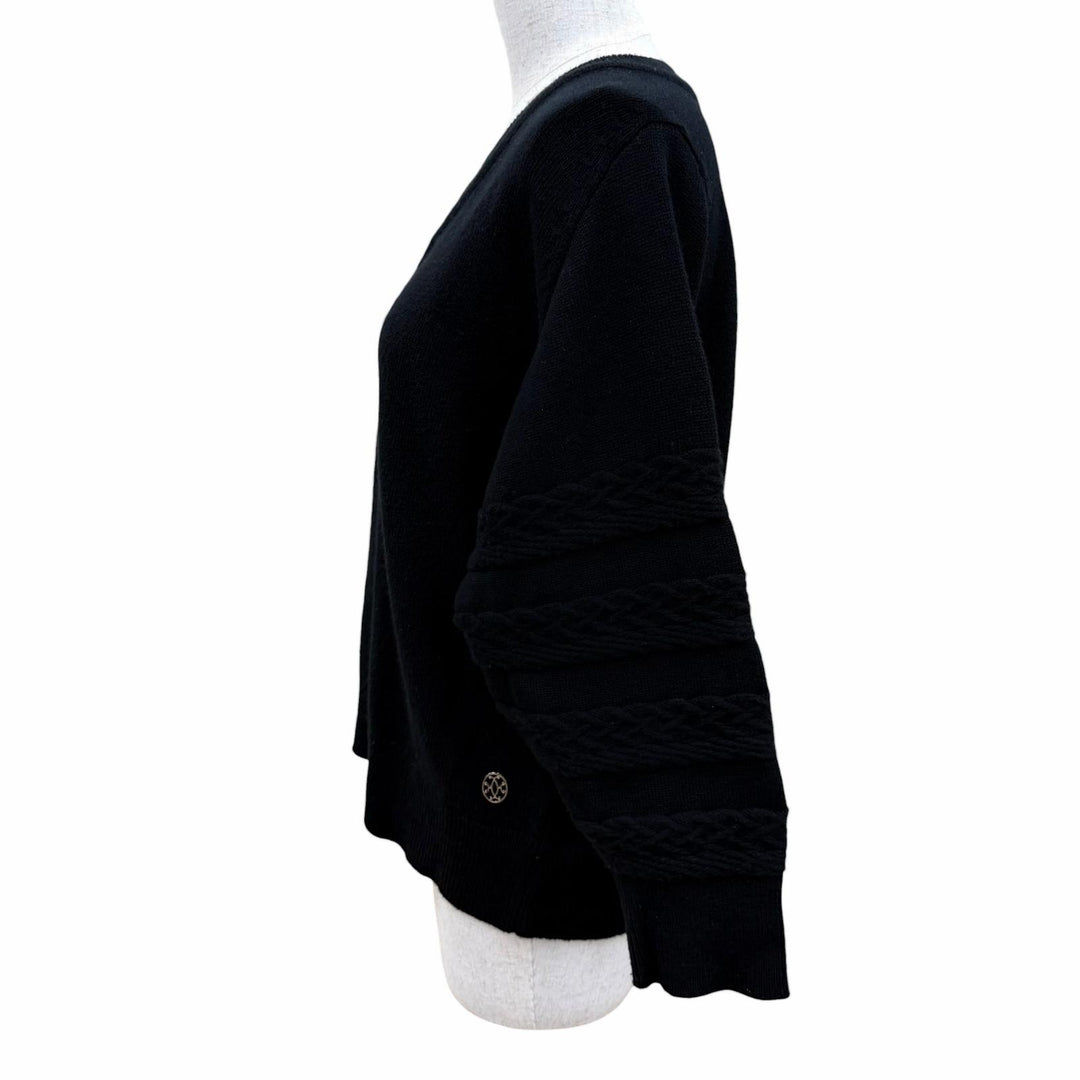 Excellent HERMES knit H-lift V-neck long sleeve black cashmere Women 36