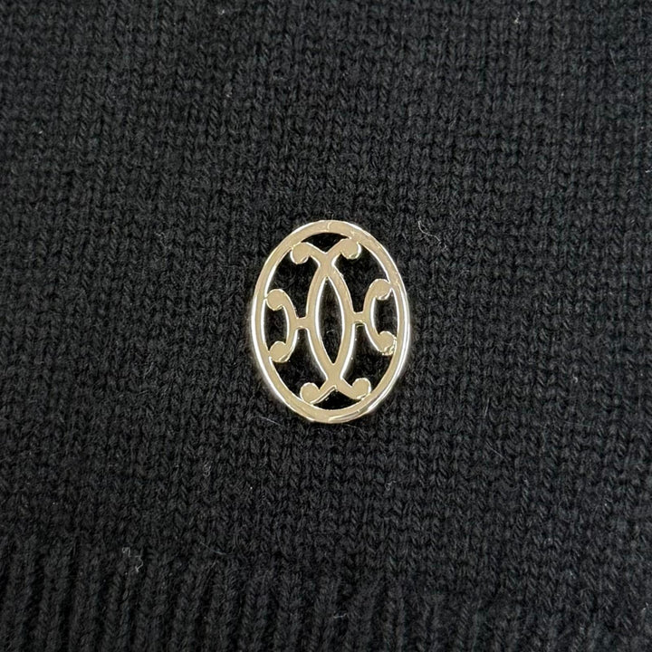 Excellent HERMES knit H-lift V-neck long sleeve black cashmere Women 36