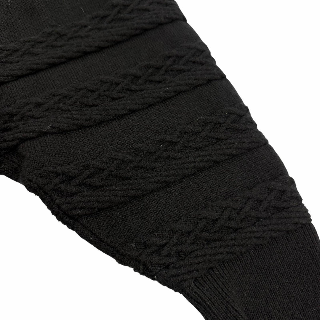 Excellent HERMES knit H-lift V-neck long sleeve black cashmere Women 36