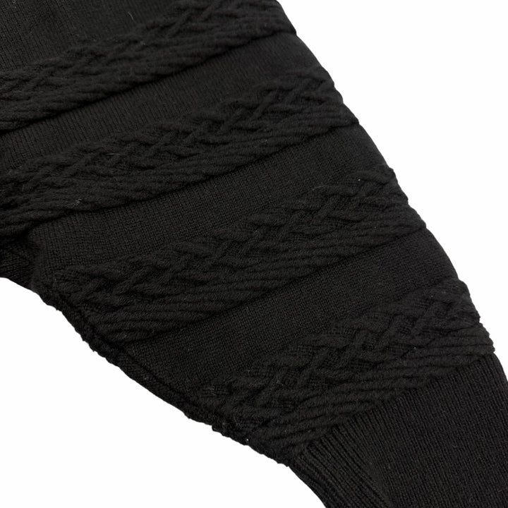 Excellent HERMES knit H-lift V-neck long sleeve black cashmere Women 36