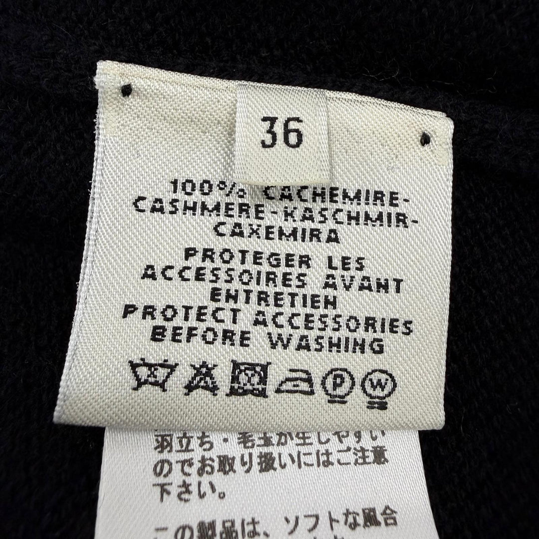 Excellent HERMES knit H-lift V-neck long sleeve black cashmere Women 36