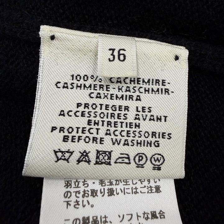 Excellent HERMES knit H-lift V-neck long sleeve black cashmere Women 36