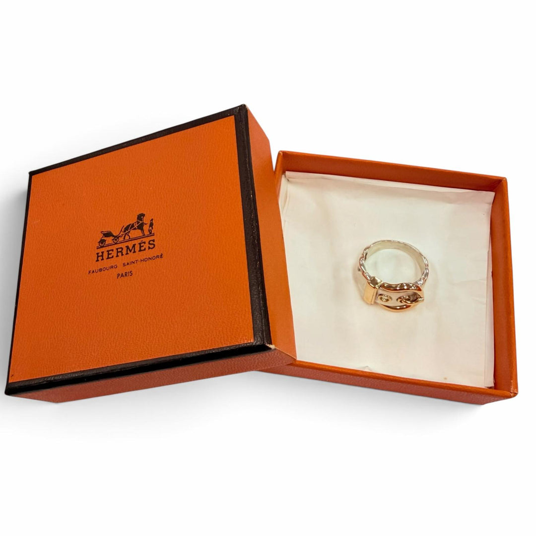 Excellent HERMES Ring ring Bookle Serie Ring Combination Silver 925 Women