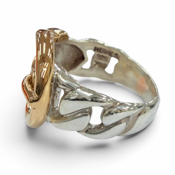 Excellent HERMES Ring ring Bookle Serie Ring Combination Silver 925 Women