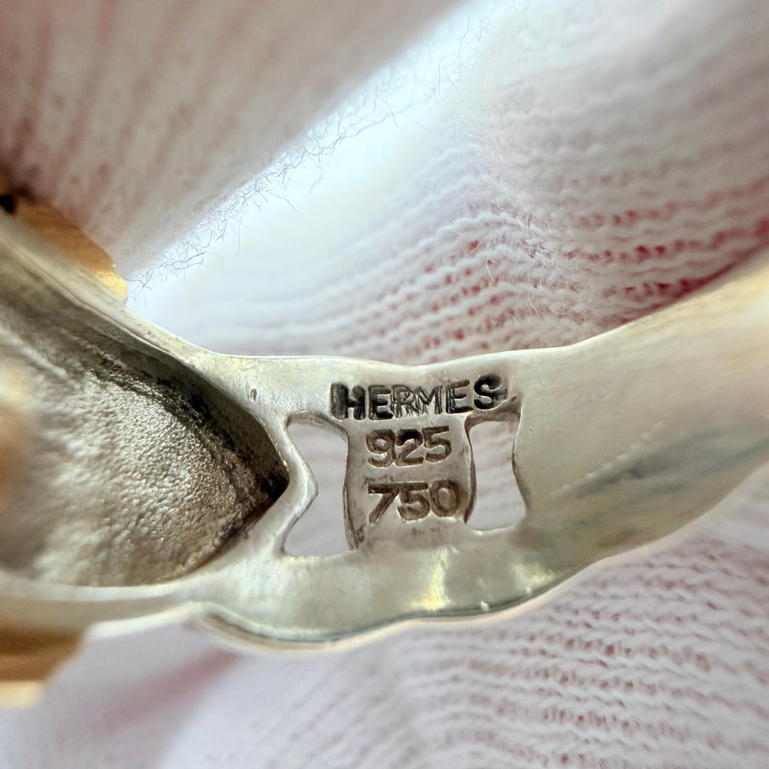 Excellent HERMES Ring ring Bookle Serie Ring Combination Silver 925 Women
