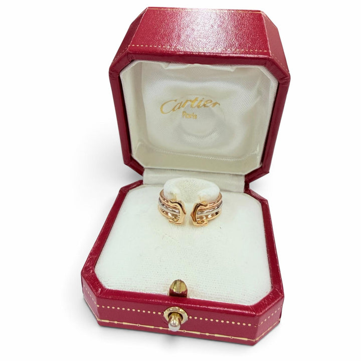 Excellent Cartier Ring ring Double C 2C Ring Three colors Yellow Gold 750 56