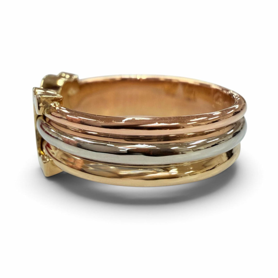 Excellent Cartier Ring ring Double C 2C Ring Three colors Yellow Gold 750 56