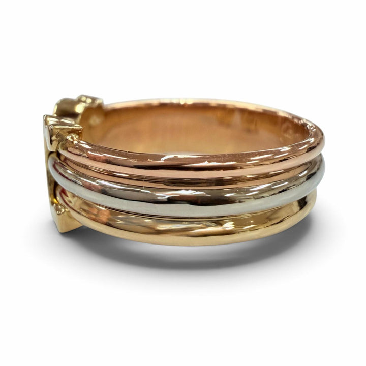 Excellent Cartier Ring ring Double C 2C Ring Three colors Yellow Gold 750 56