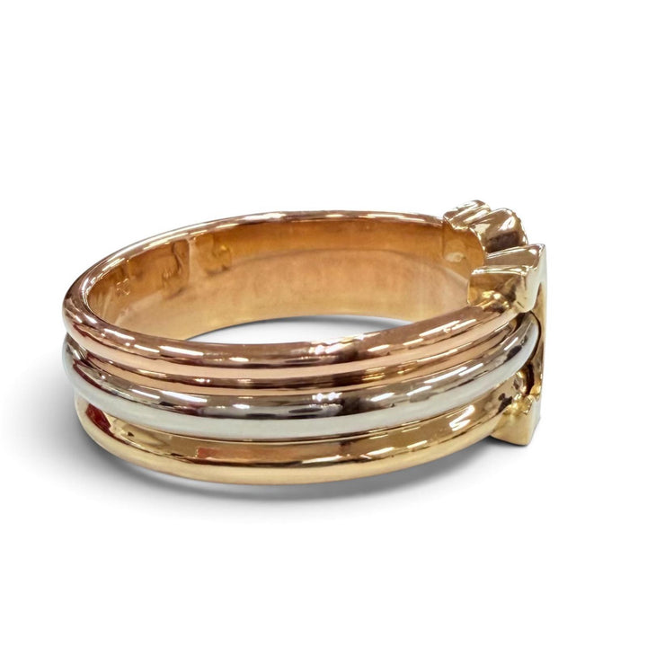 Excellent Cartier Ring ring Double C 2C Ring Three colors Yellow Gold 750 56