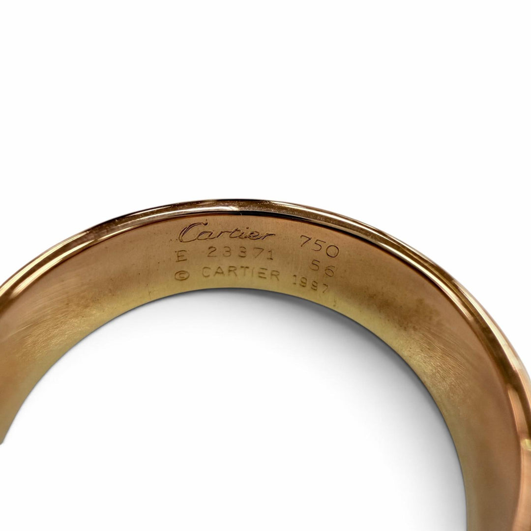 Excellent Cartier Ring ring Double C 2C Ring Three colors Yellow Gold 750 56