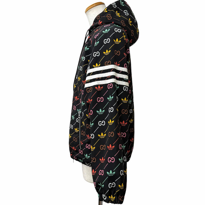 Great GUCCI adidas Blouson Logo print padded nylon hoodie black