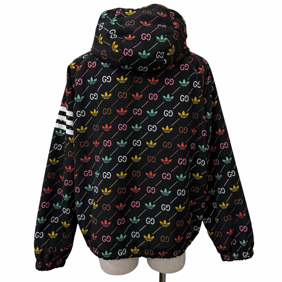 Great GUCCI adidas Blouson Logo print padded nylon hoodie black