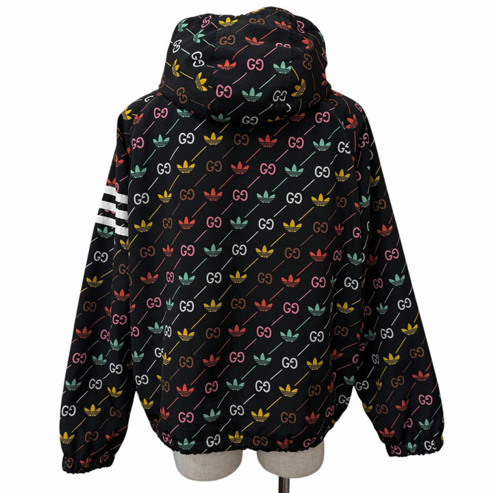 Great GUCCI adidas Blouson Logo print padded nylon hoodie black