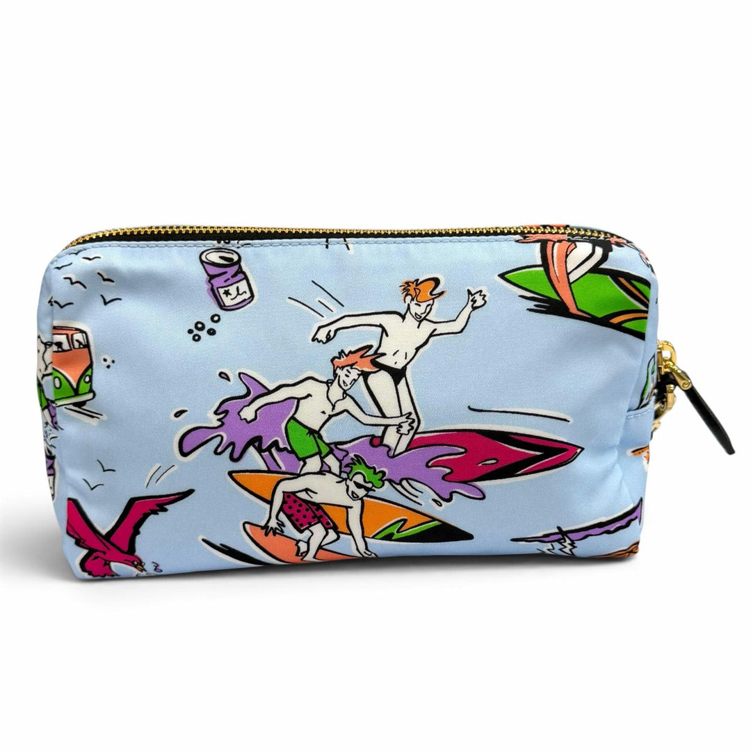 Excellent PRADA Pouch Re-Nylon Triangle Logo Surf Print with Wristlet 1NS693
