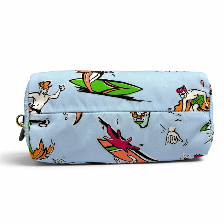 Excellent PRADA Pouch Re-Nylon Triangle Logo Surf Print with Wristlet 1NS693