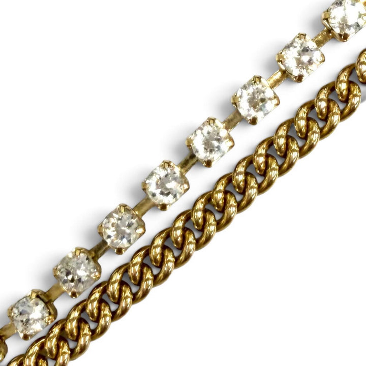 Excellent CHANEL Necklace COCO Mark Stone Crush Logo Chain gold Women C24P